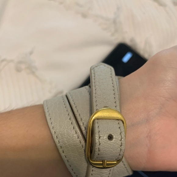 Balenciaga Wrap Leather Bracelet Gold/Grey - Picture 8 of 8